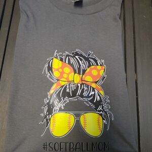 Gildan Gray Softball Mom Tee with Yellow Accents